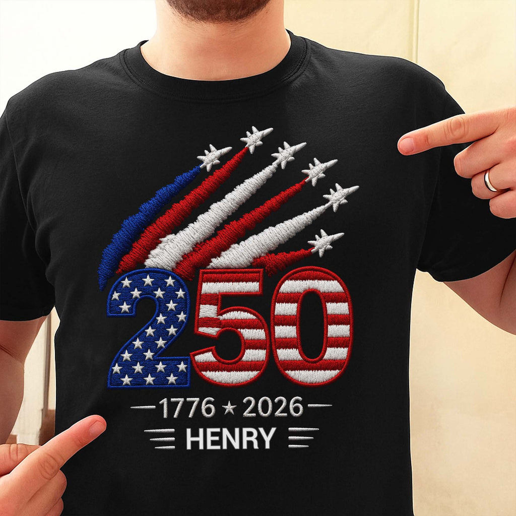 Personalized USA 250th Anniversary Independence Day T-shirt Hoodie Custom Gift Shirt GradoCreations