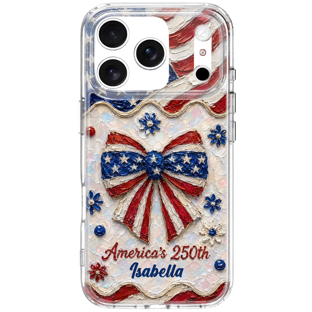 Personalized Clear Phone Case with American Flag Flowers Gift for Independence Day Clear Phone Case GradoCreations