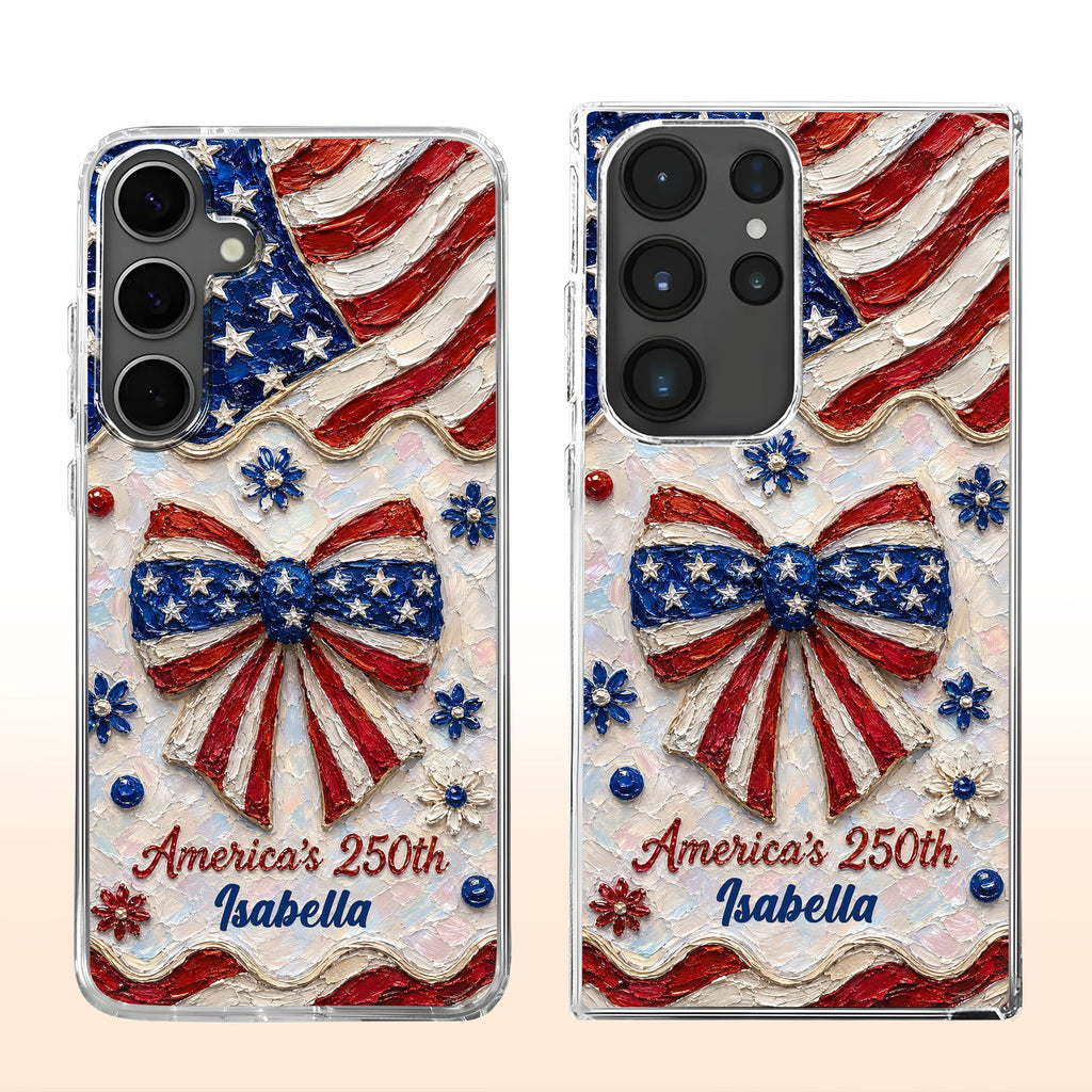 Personalized Clear Phone Case with American Flag Flowers Gift for Independence Day Clear Phone Case GradoCreations
