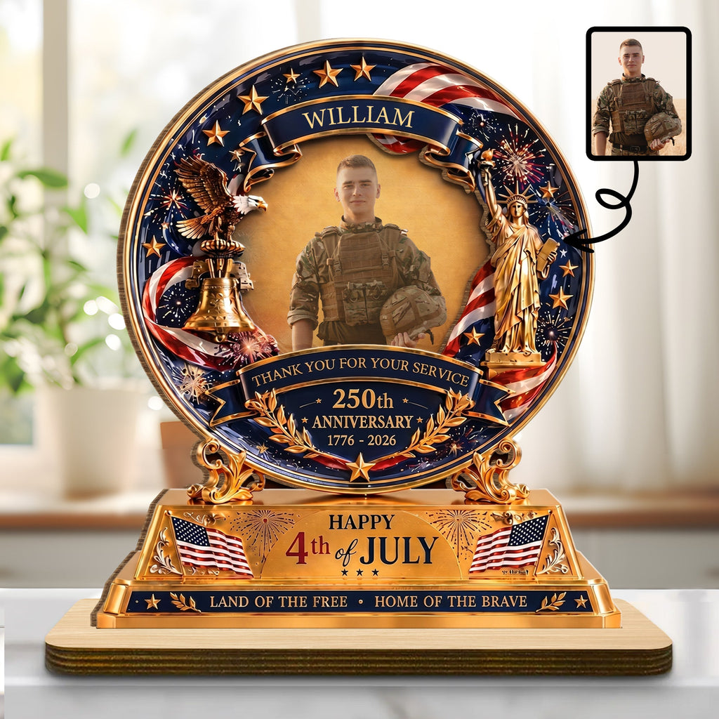 Personalized 2-Layer Wood Plaque Custom Eagle Flag Gift - 4th of July Wood Plaque GradoCreations