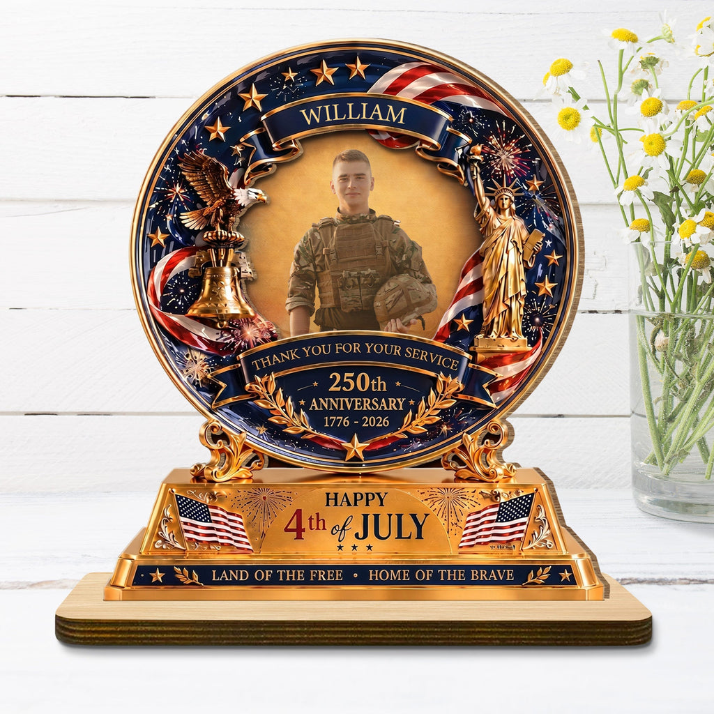 Personalized 2-Layer Wood Plaque Custom Eagle Flag Gift - 4th of July Wood Plaque GradoCreations