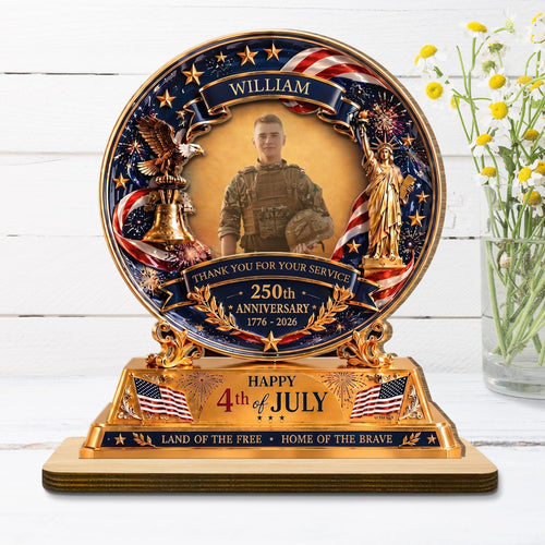 Personalized 2-Layer Wood Plaque Custom Eagle Flag Gift - 4th of July Wood Plaque GradoCreations