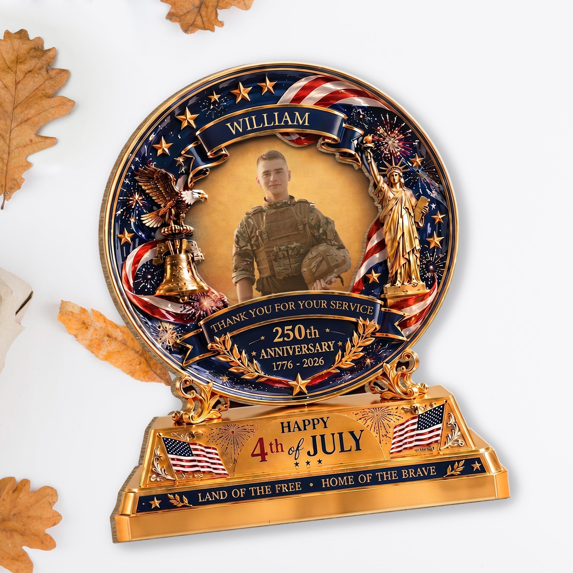Personalized 2-Layer Wood Plaque Custom Eagle Flag Gift - 4th of July Wood Plaque GradoCreations