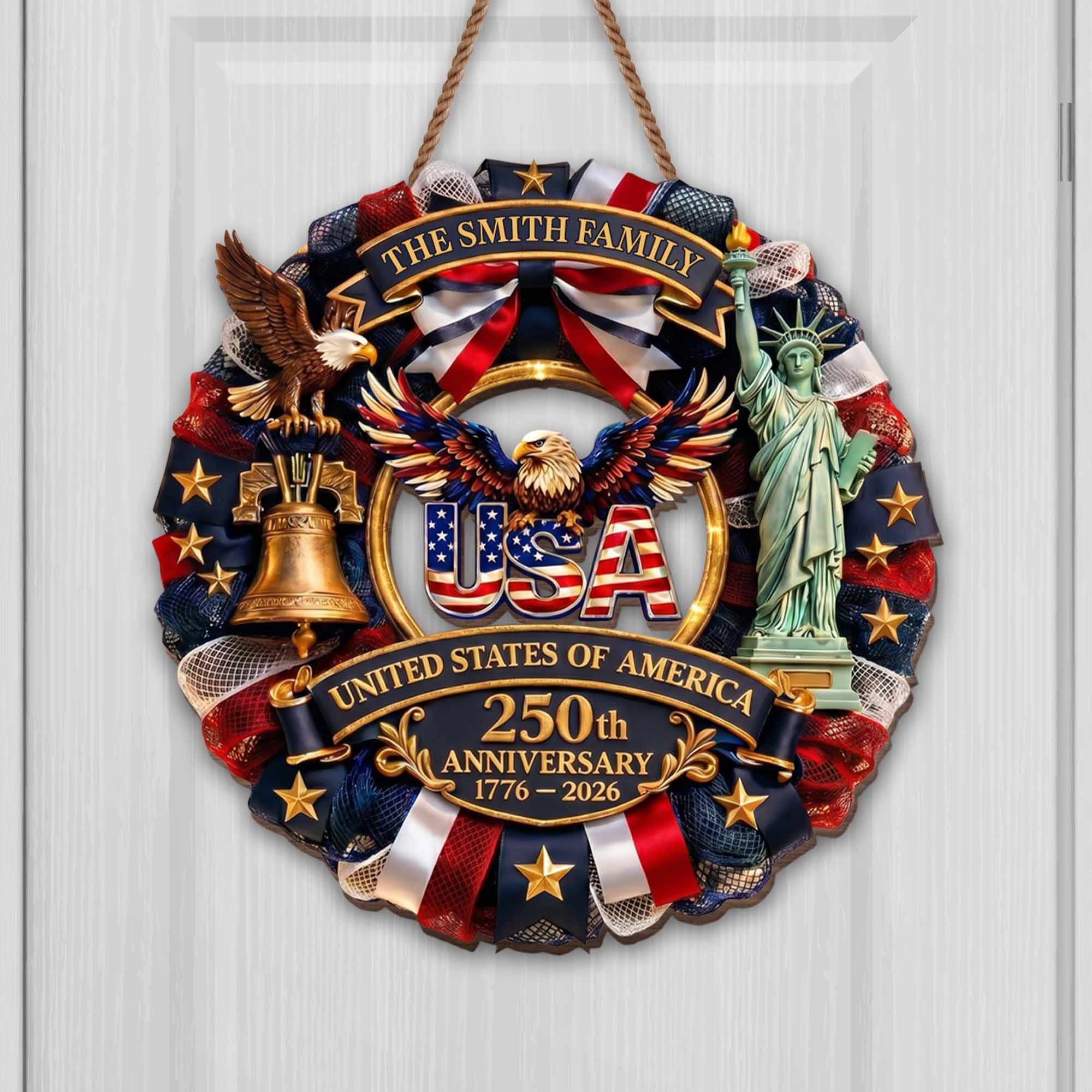 Personalized Custom Shaped Wood Sign USA 250th Anniversary Gift Wood Sign GradoCreations