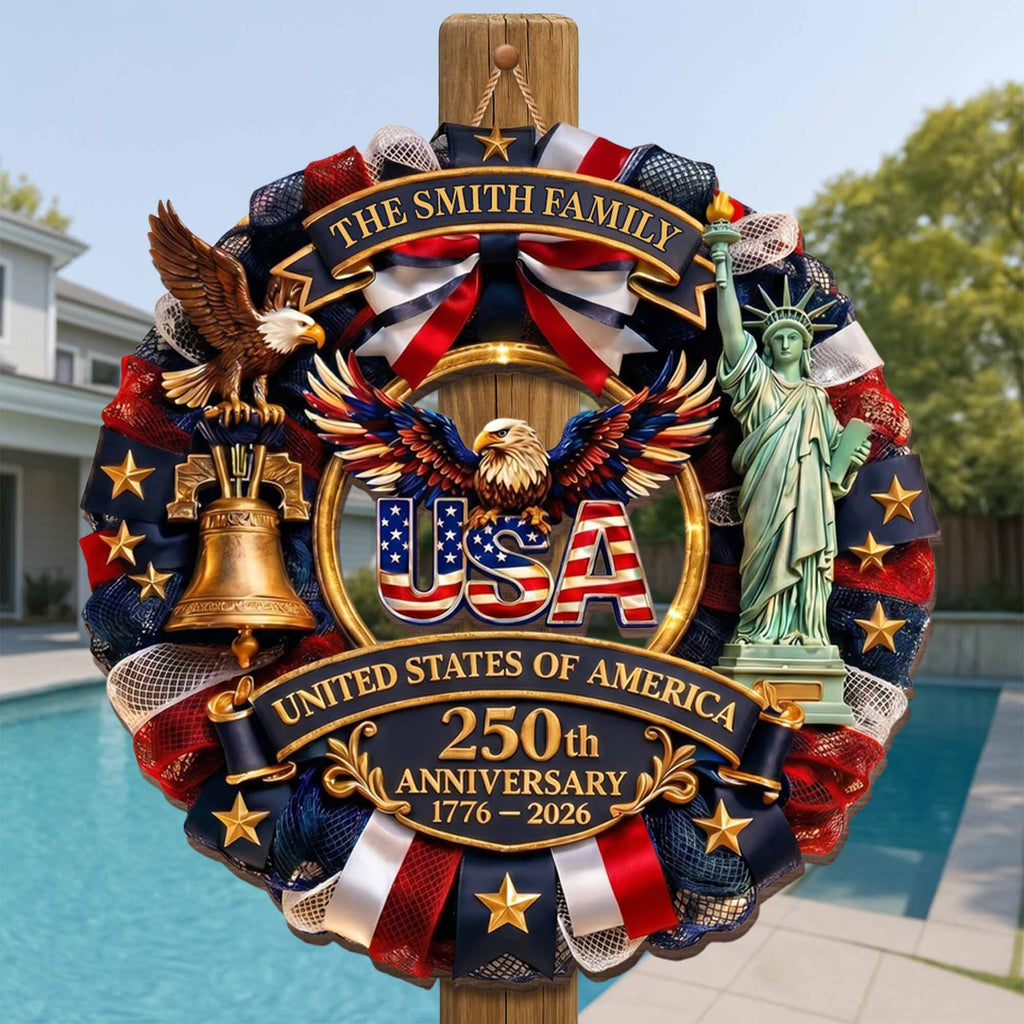 Personalized Custom Shaped Wood Sign USA 250th Anniversary Gift Wood Sign GradoCreations