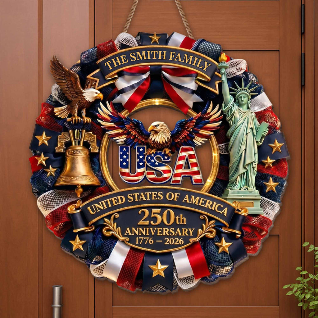 Personalized Custom Shaped Wood Sign USA 250th Anniversary Gift Wood Sign GradoCreations