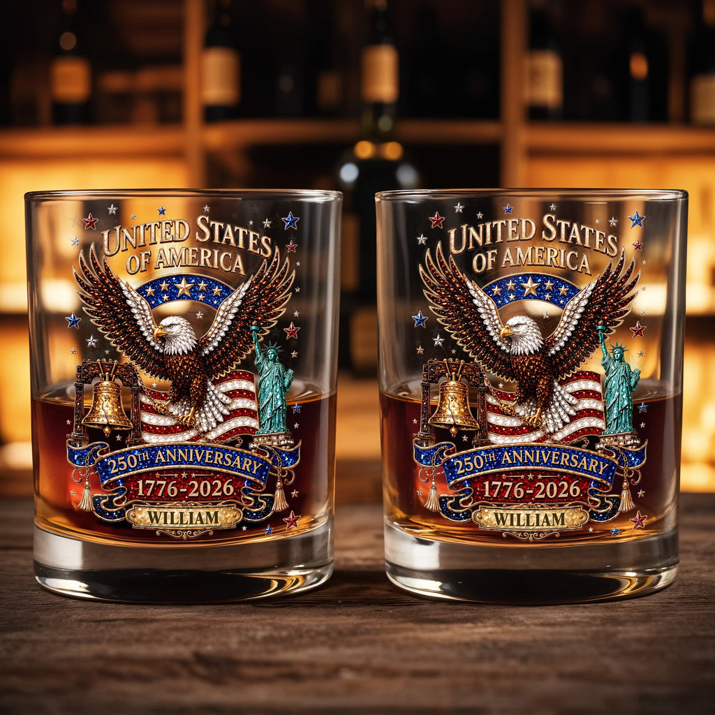 Personalized Custom Whiskey Glass American Flag Gift for Dad Whiskey Glass GradoCreations