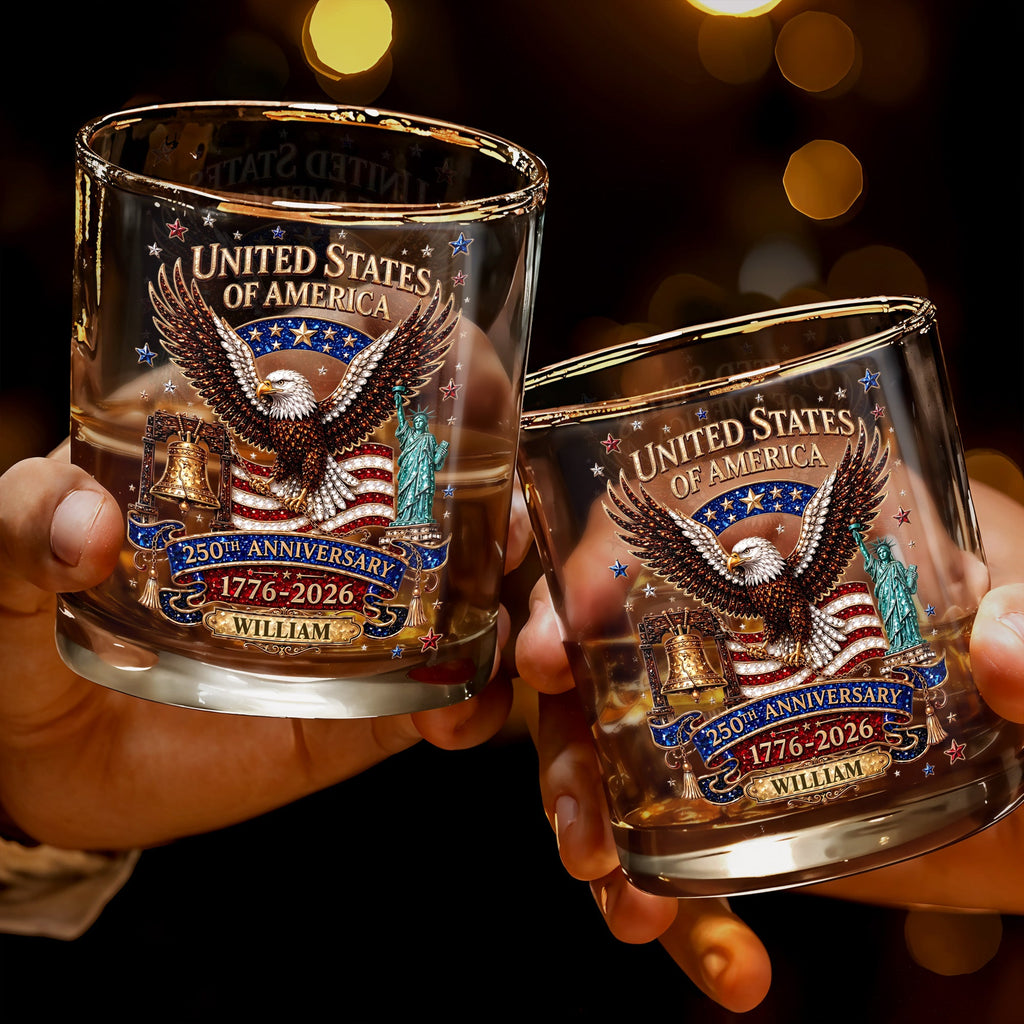 Personalized Custom Whiskey Glass American Flag Gift for Dad Whiskey Glass GradoCreations