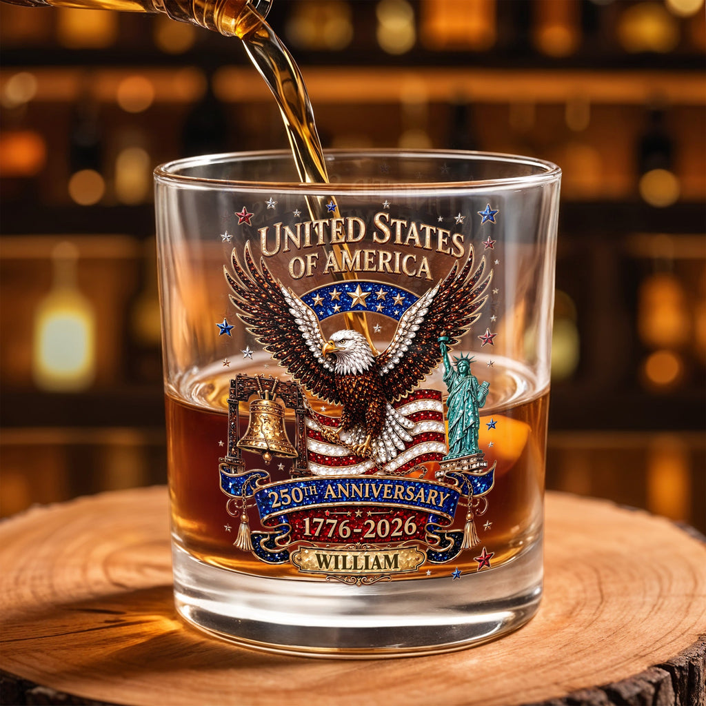 Personalized Custom Whiskey Glass American Flag Gift for Dad Whiskey Glass GradoCreations
