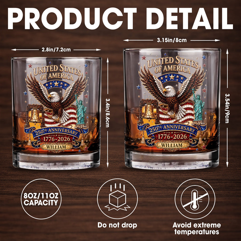 Personalized Custom Whiskey Glass American Flag Gift for Dad Whiskey Glass GradoCreations