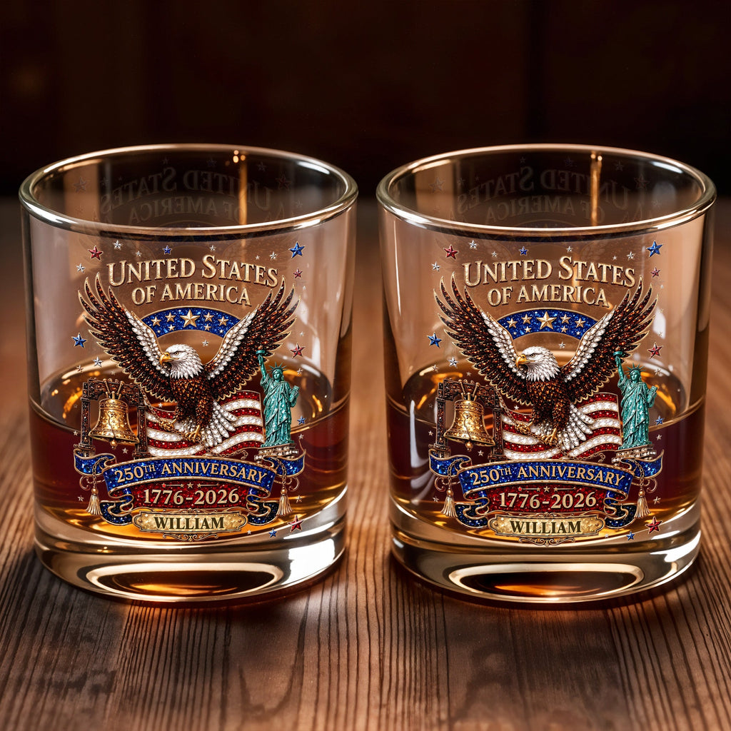 Personalized Custom Whiskey Glass American Flag Gift for Dad Whiskey Glass GradoCreations