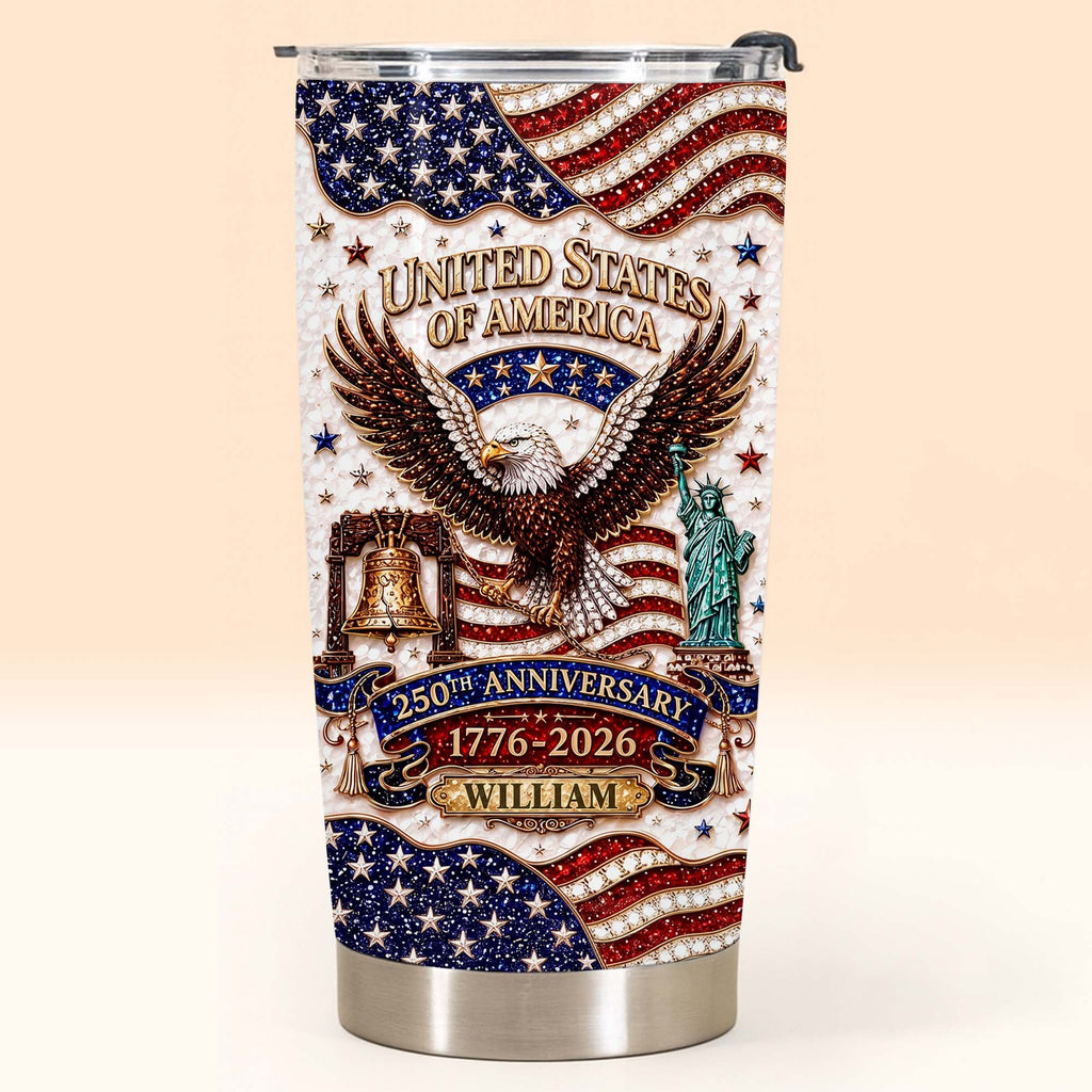 Personalized 20oz Stainless Steel Tumbler USA Flag Gift for Dad 20oz Tumbler GradoCreations