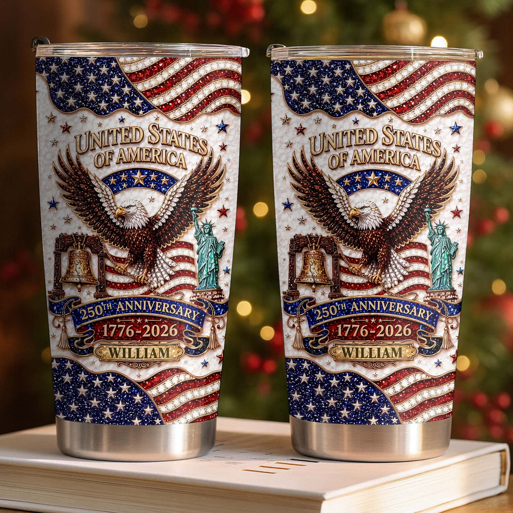 Personalized 20oz Stainless Steel Tumbler USA Flag Gift for Dad 20oz Tumbler GradoCreations