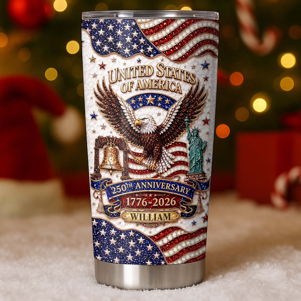Personalized 20oz Stainless Steel Tumbler USA Flag Gift for Dad 20oz Tumbler GradoCreations
