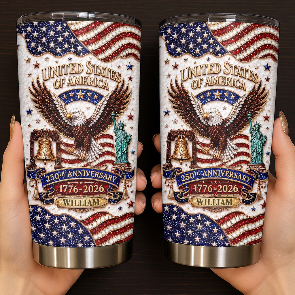 Personalized 20oz Stainless Steel Tumbler USA Flag Gift for Dad 20oz Tumbler GradoCreations