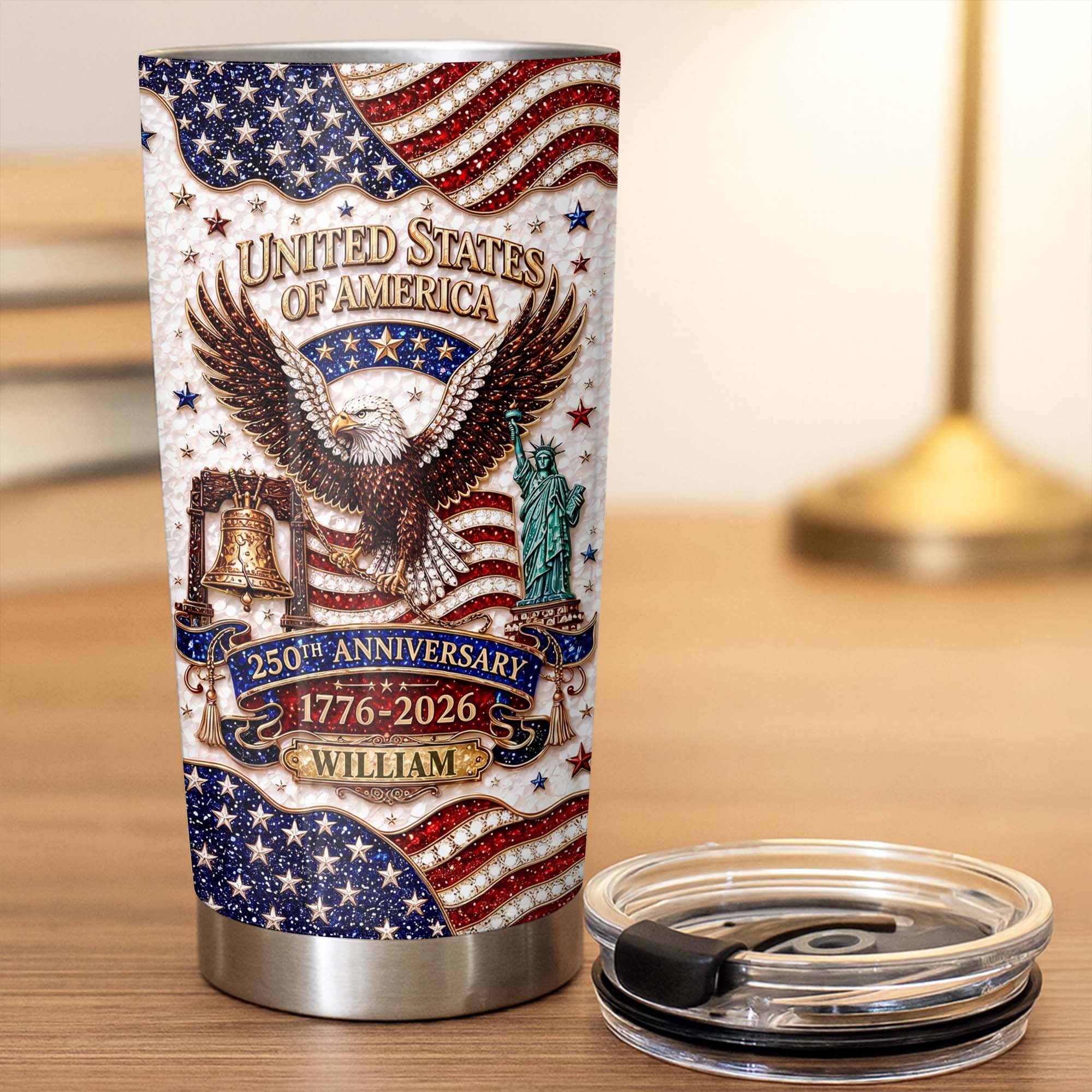 Personalized 20oz Stainless Steel Tumbler USA Flag Gift for Dad 20oz Tumbler GradoCreations
