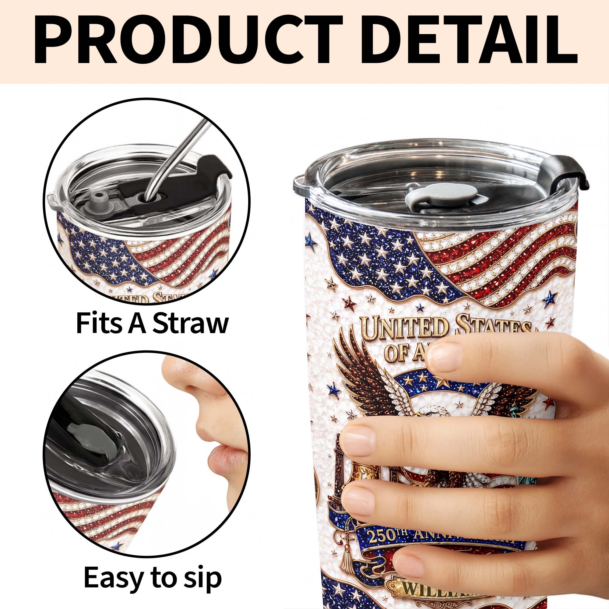 Personalized 20oz Stainless Steel Tumbler USA Flag Gift for Dad 20oz Tumbler GradoCreations