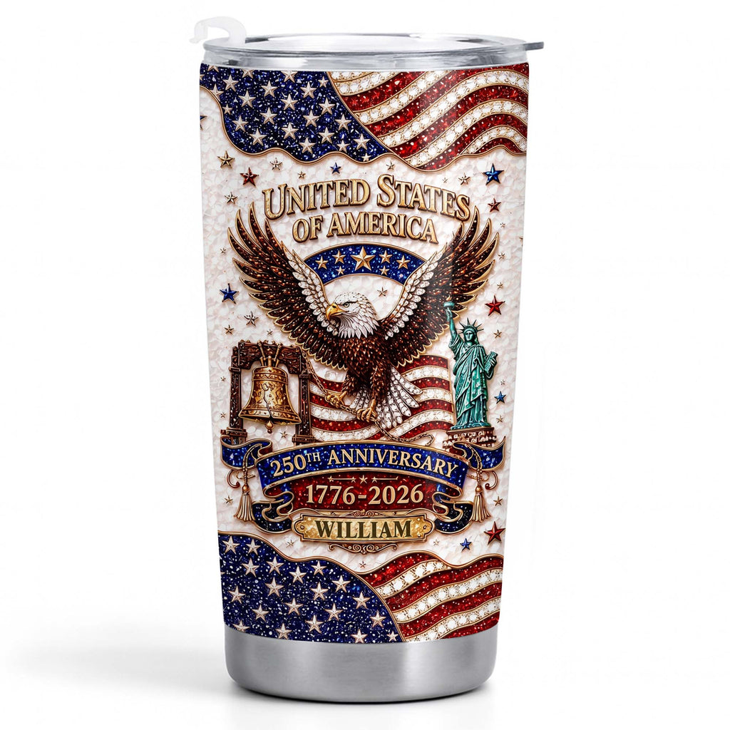 Personalized 20oz Stainless Steel Tumbler USA Flag Gift for Dad 20oz Tumbler GradoCreations
