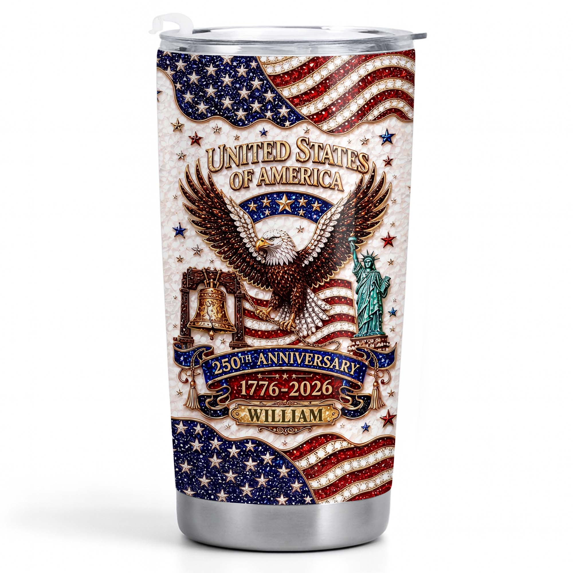 Personalized 20oz Stainless Steel Tumbler USA Flag Gift for Dad 20oz Tumbler GradoCreations