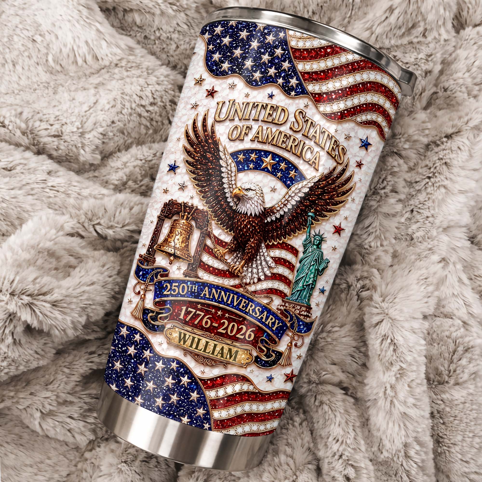 Personalized 20oz Stainless Steel Tumbler USA Flag Gift for Dad 20oz Tumbler GradoCreations