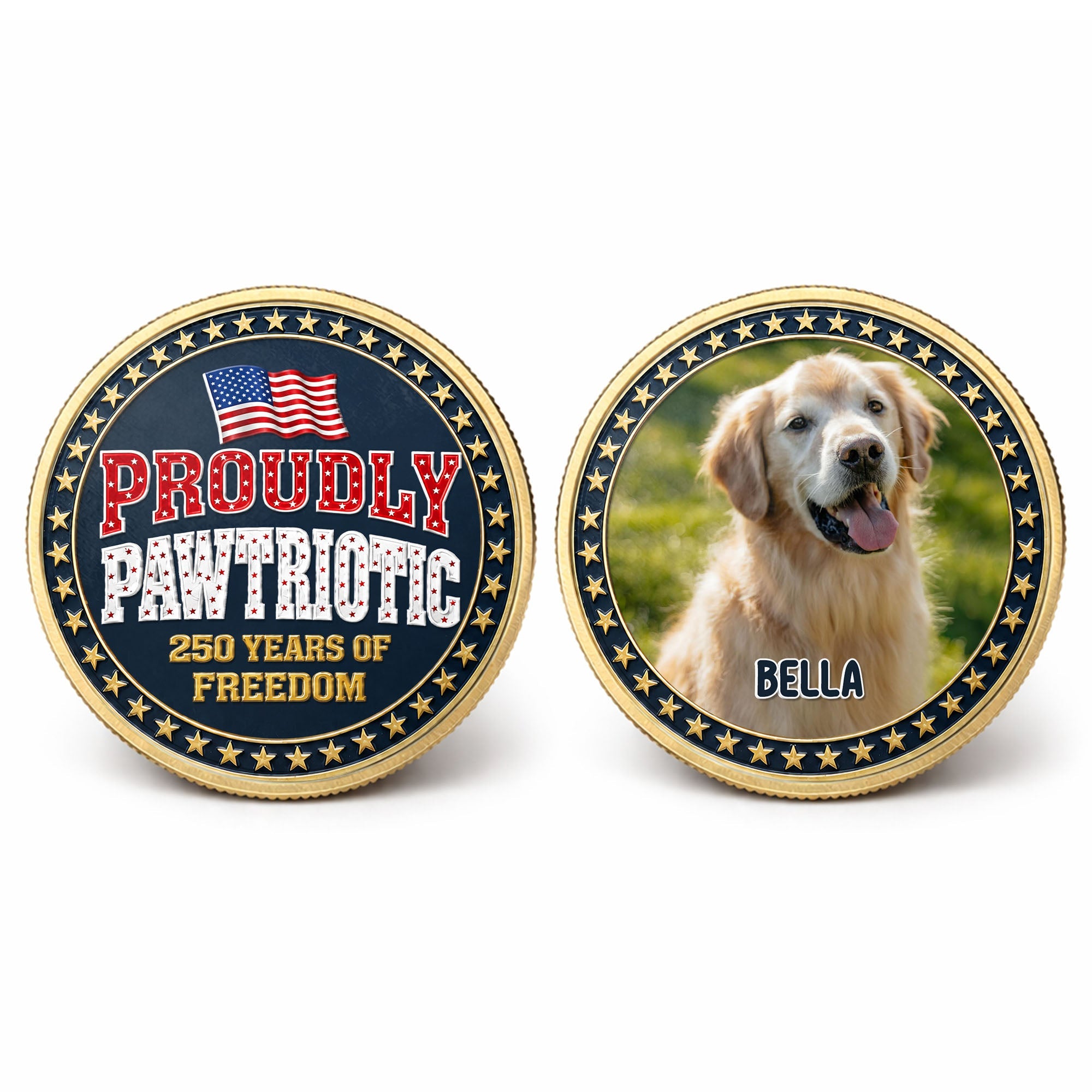 Custom Dog Photo Commemorative Coin for Dog Lovers | 4th of July Gift Commemorative Coin GradoCreations