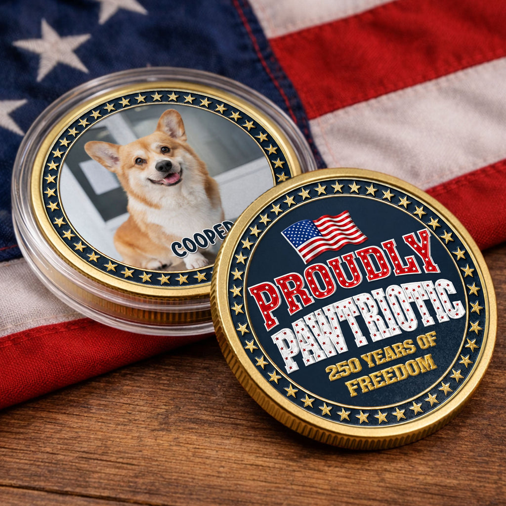 Custom Dog Photo Commemorative Coin for Dog Lovers | 4th of July Gift Commemorative Coin GradoCreations