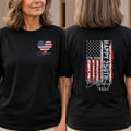 Personalized American Flag Heart T-Shirt Custom Design Gift T-Shirt Font and Back GradoCreations