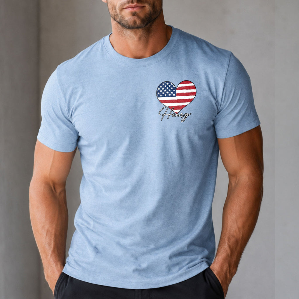 Personalized 250th Birthday USA Flag T-Shirt Custom Gift T-Shirt Font and Back GradoCreations