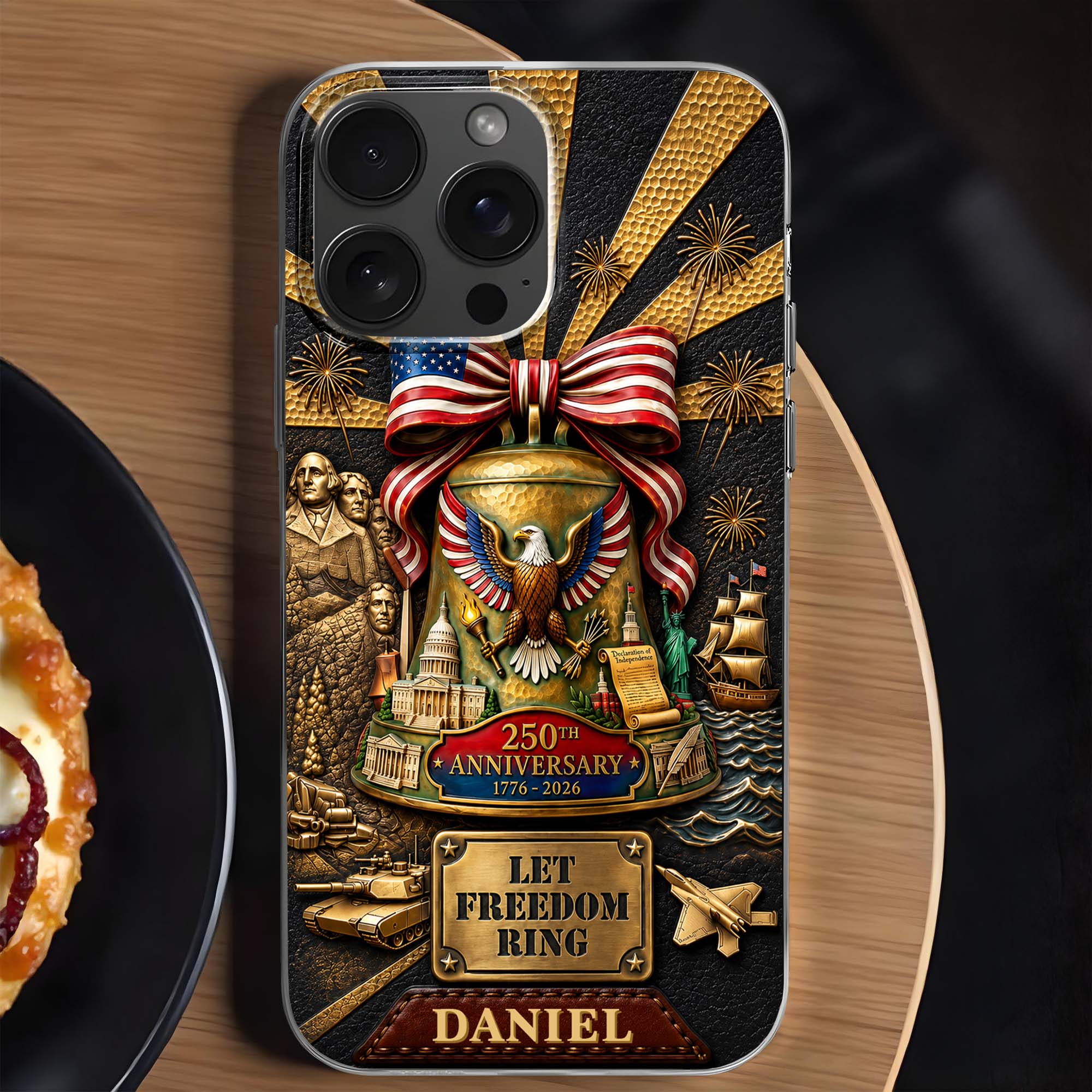 Personalized Clear Phone Case Custom Name USA Eagle Gift Clear Phone Case GradoCreations