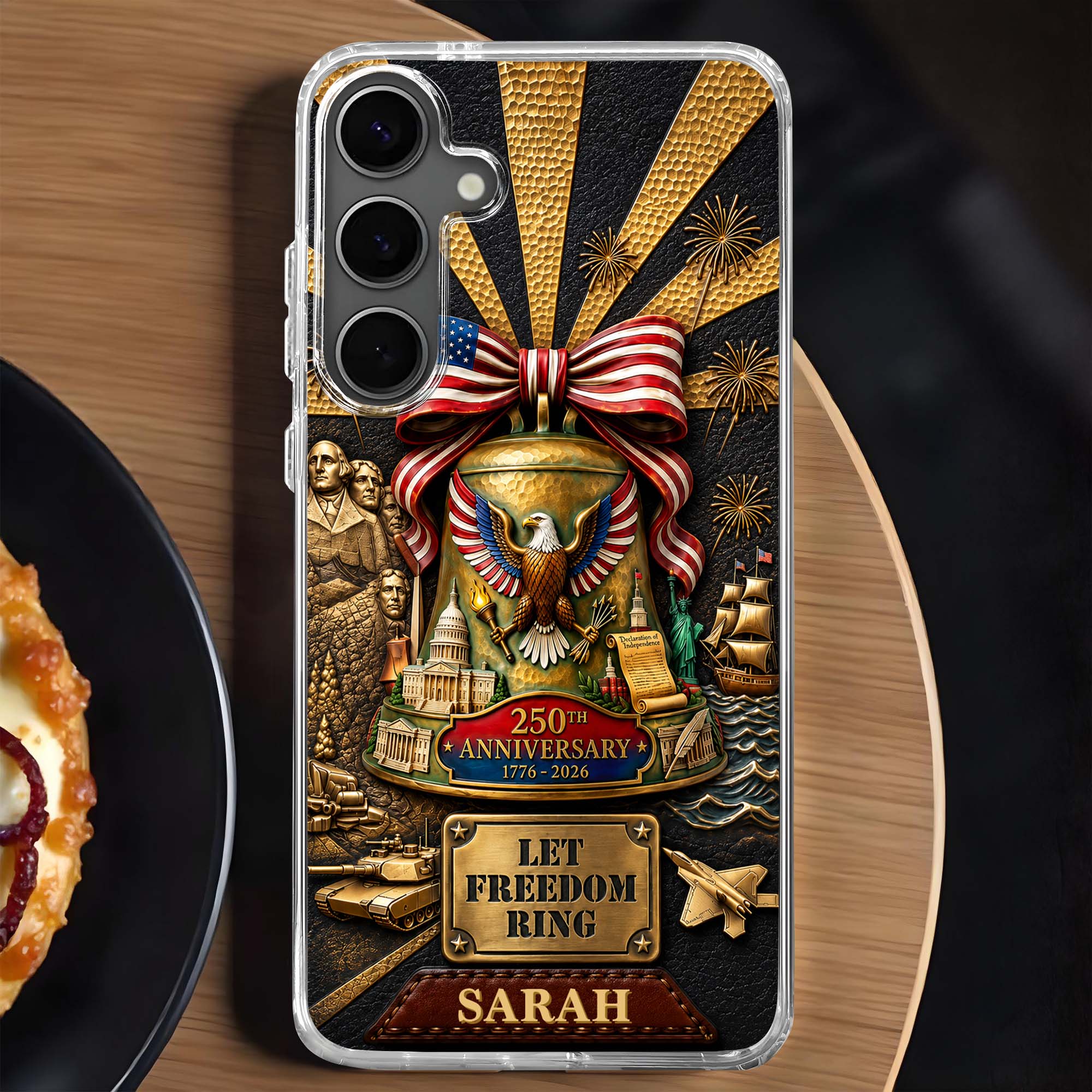 Personalized Clear Phone Case Custom Name USA Eagle Gift Clear Phone Case GradoCreations