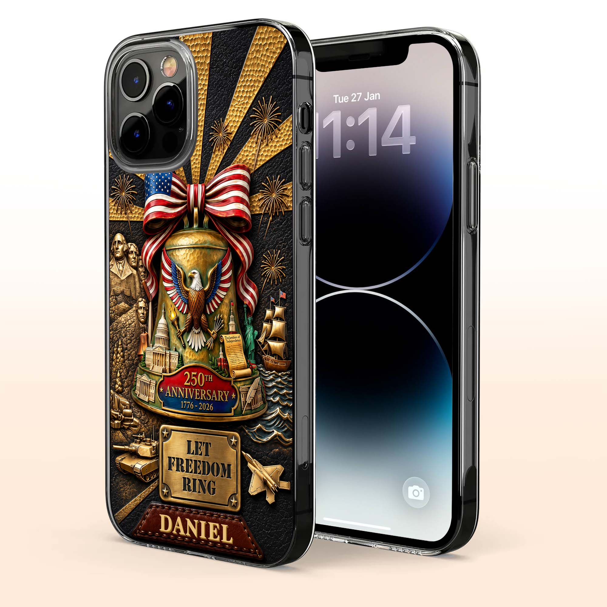 Personalized Clear Phone Case Custom Name USA Eagle Gift Clear Phone Case GradoCreations