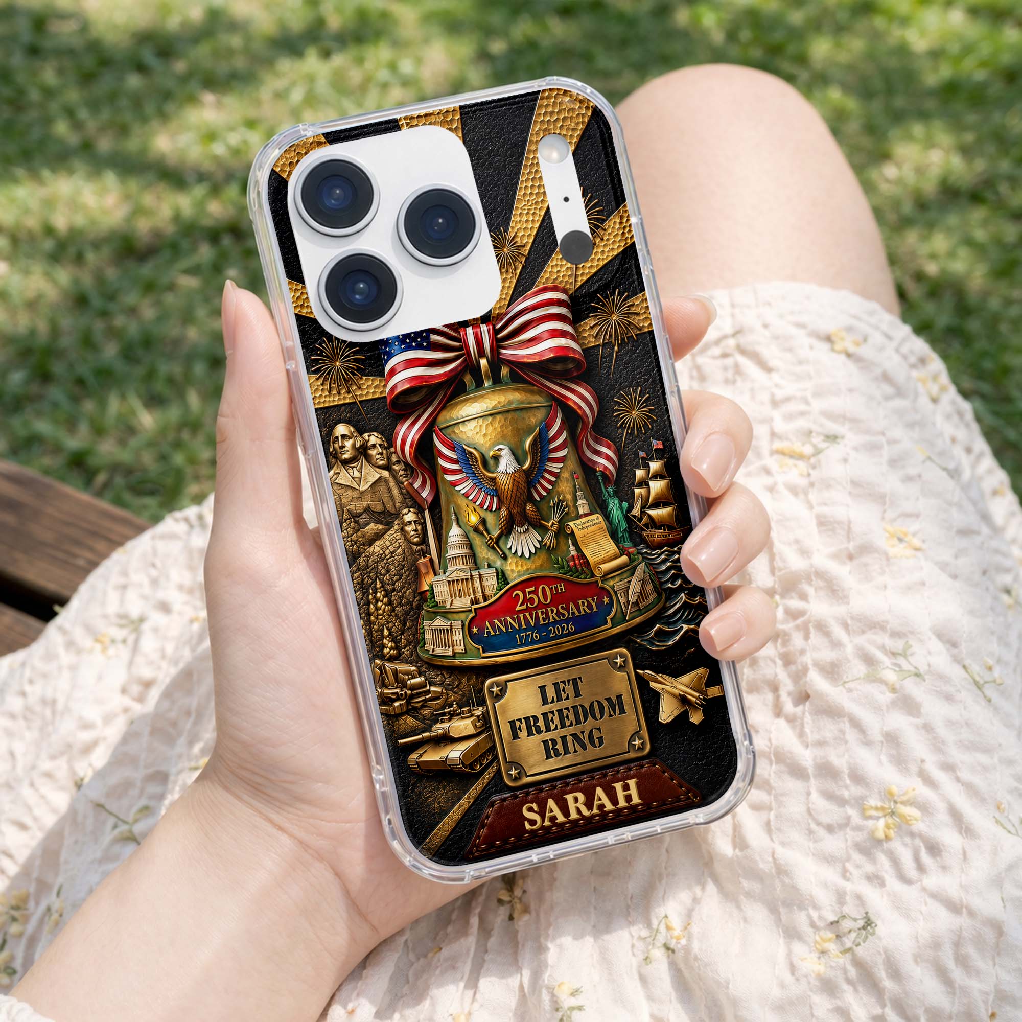 Personalized Clear Phone Case Custom Name USA Eagle Gift Clear Phone Case GradoCreations