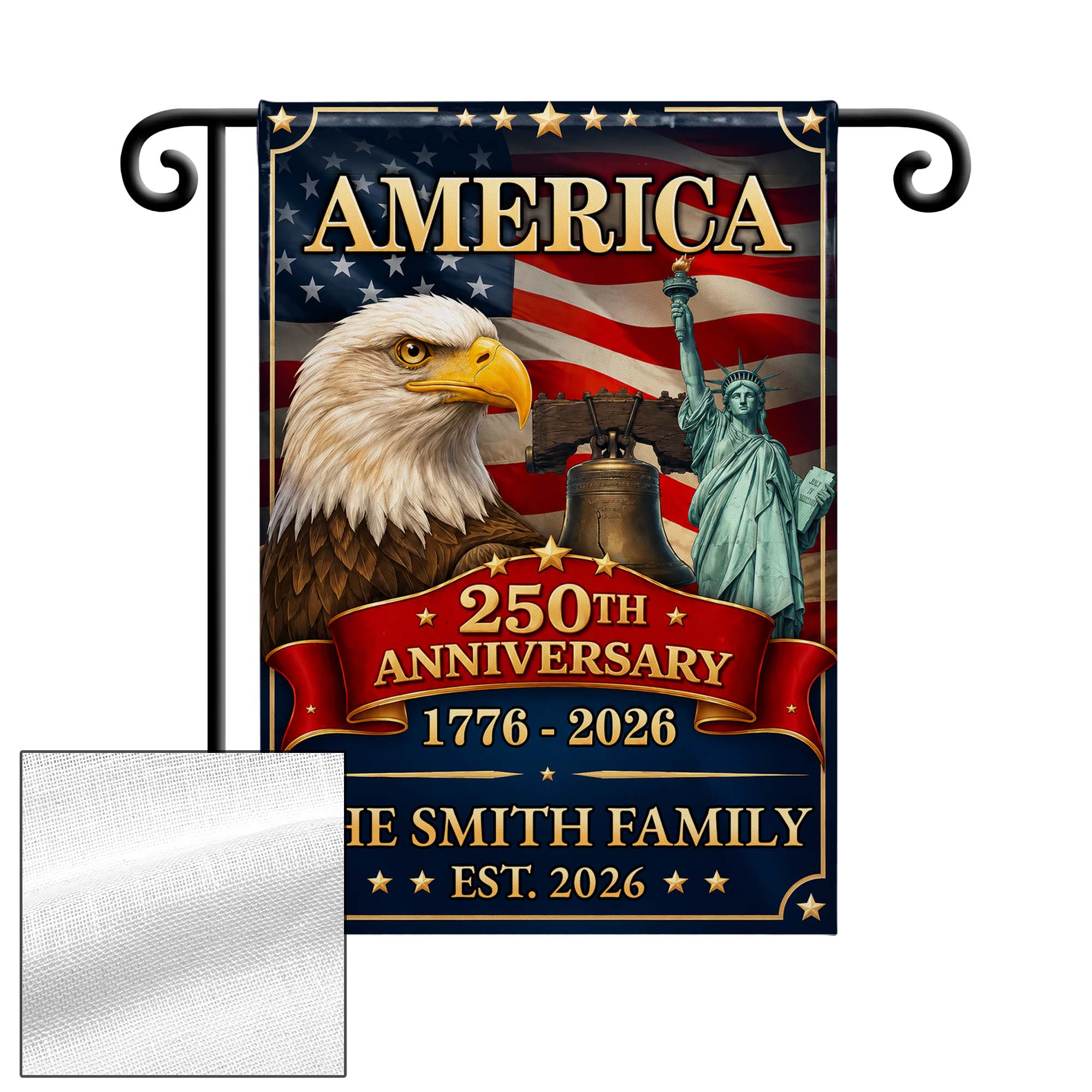 Personalized Double-Sided Garden Flag Custom Family Name Eagle for 4th of July