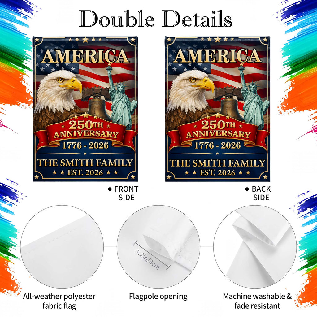 Personalized Double-Sided Garden Flag Custom Family Name Eagle for 4th of July Garden Flag GradoCreations