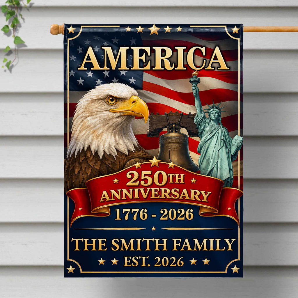 Personalized Double-Sided Garden Flag Custom Family Name Eagle for 4th of July Garden Flag GradoCreations