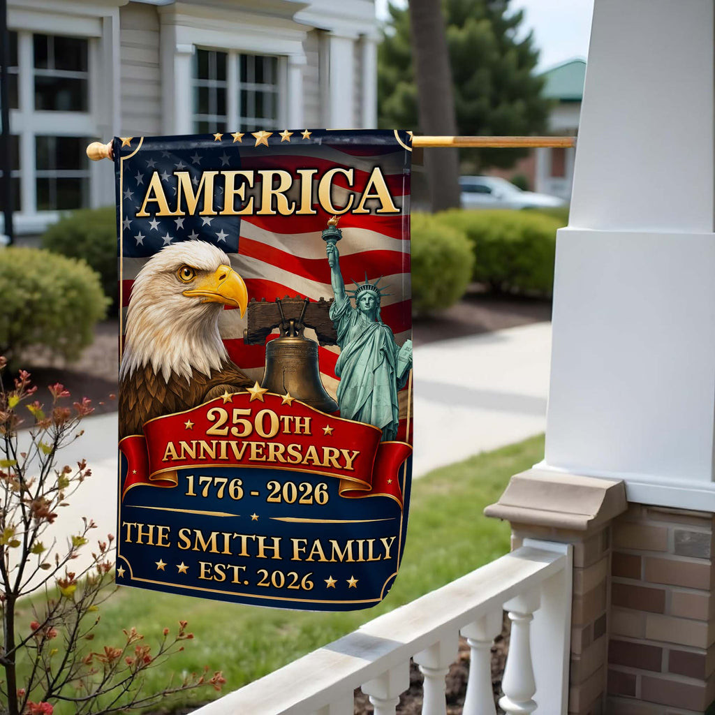 Personalized Double-Sided Garden Flag Custom Family Name Eagle for 4th of July Garden Flag GradoCreations