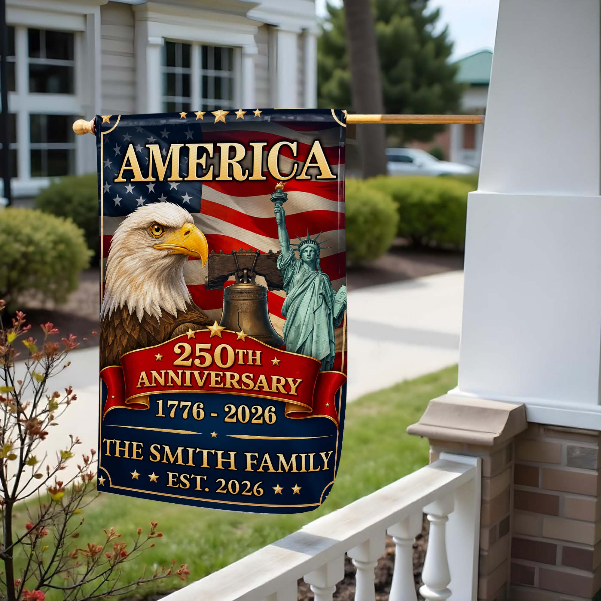 Personalized Double-Sided Garden Flag Custom Family Name Eagle for 4th of July Garden Flag GradoCreations