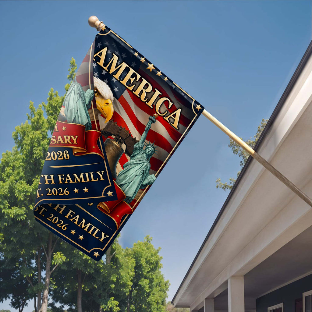 Personalized Double-Sided Garden Flag Custom Family Name Eagle for 4th of July Garden Flag GradoCreations