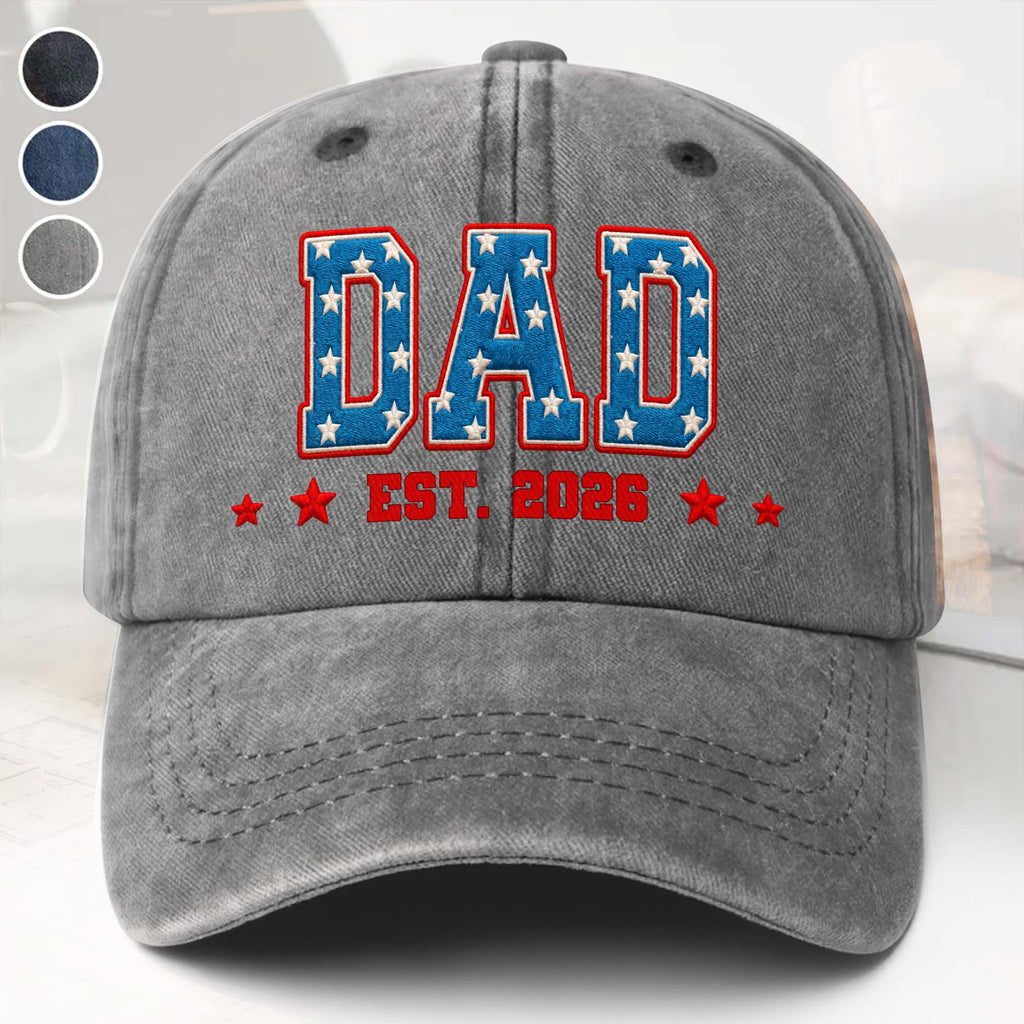 Personalized Denim Cap American Flag Design Gift for Dad Washed Denim Cap GradoCreations