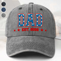 Personalized Denim Cap American Flag Design Gift for Dad Washed Denim Cap GradoCreations