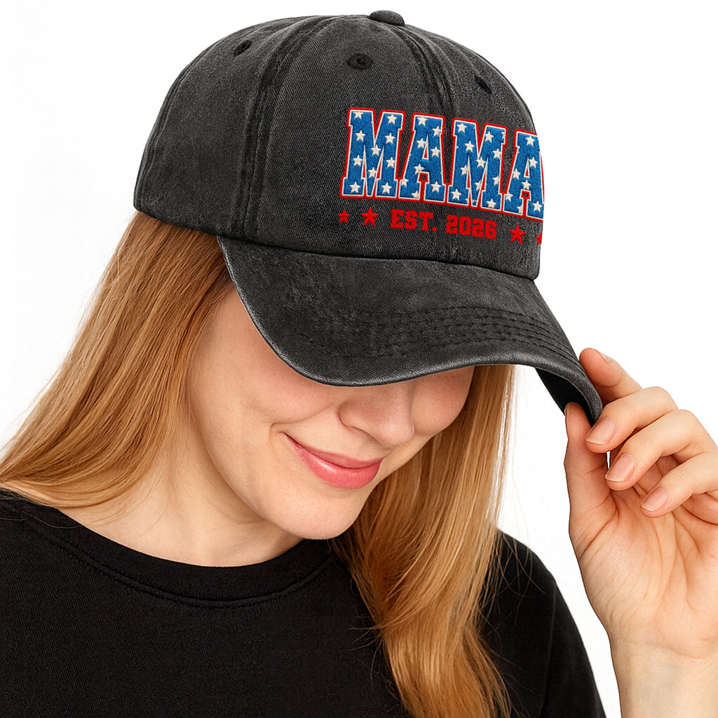 Personalized Denim Cap American Flag Design Gift for Dad Washed Denim Cap GradoCreations