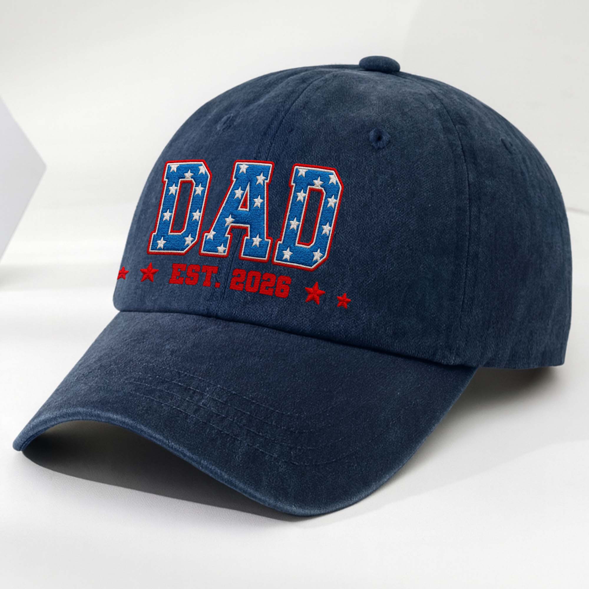 Personalized Denim Cap American Flag Design Gift for Dad Washed Denim Cap GradoCreations