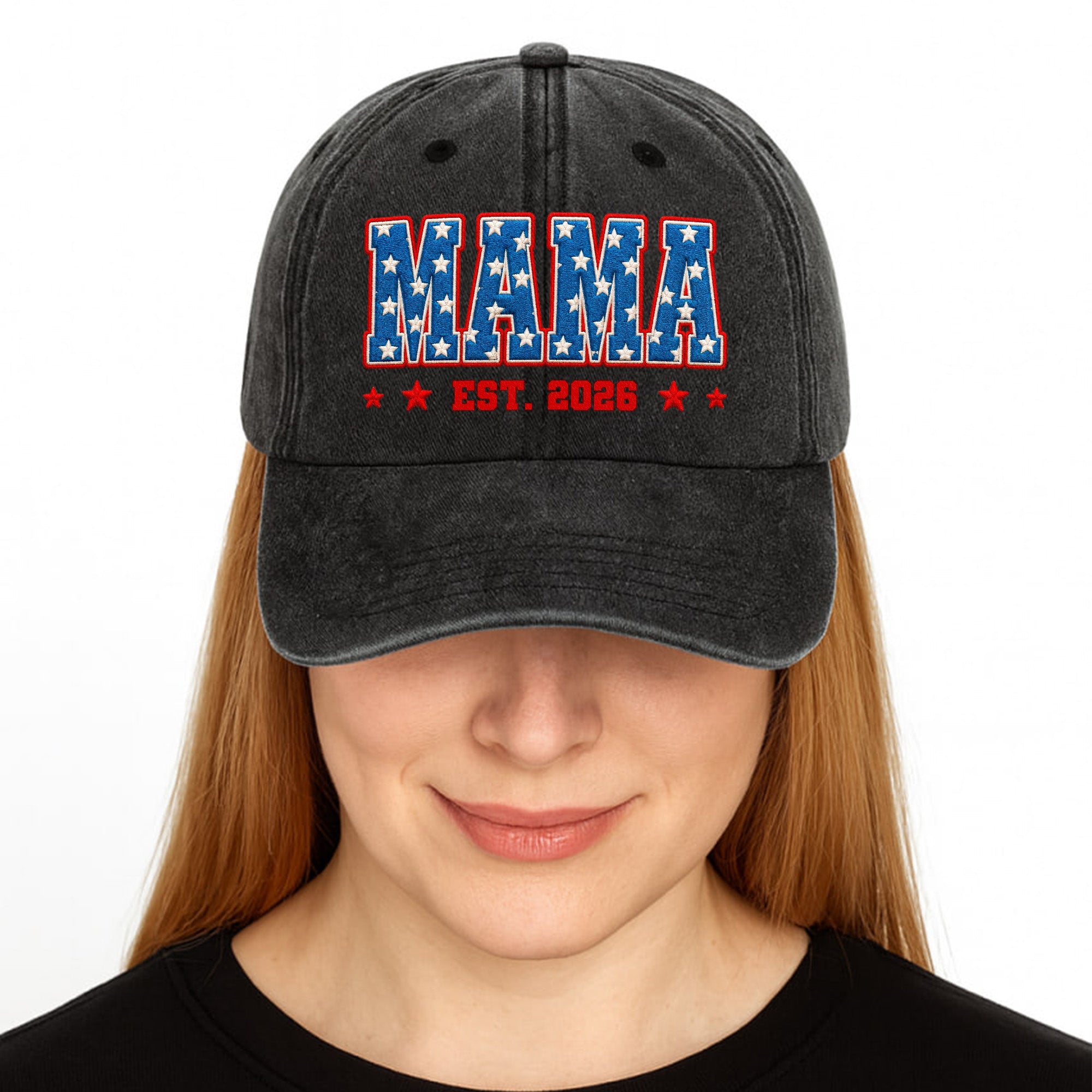 Personalized Denim Cap American Flag Design Gift for Dad Washed Denim Cap GradoCreations