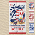 Personalized Microfiber Beach Towel Custom Name Patriotic Gift for 4th of July Beach Towels GradoCreations