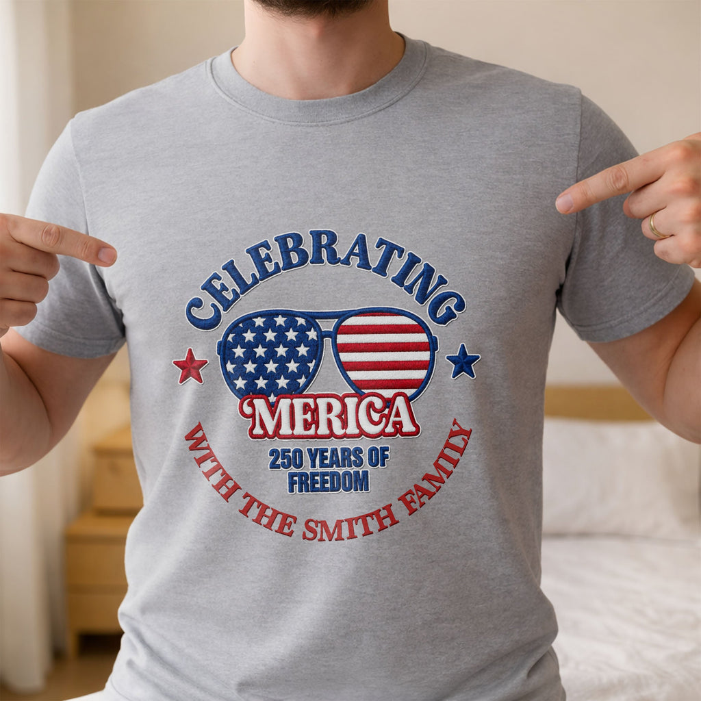 Personalized Family USA Flag T-shirt & Hoodie Gift Idea Shirt GradoCreations