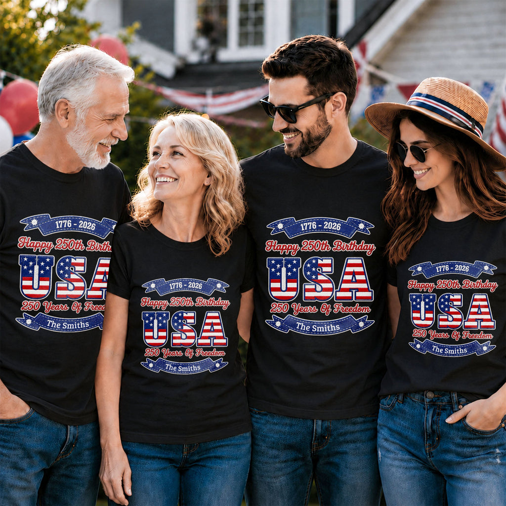 Personalized 250th Birthday USA Flag Shirt & Hoodie Gift Shirt GradoCreations