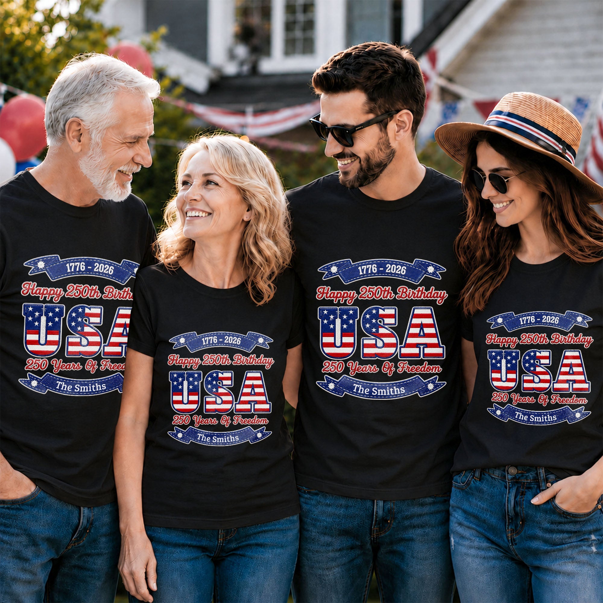Personalized 250th Birthday USA Flag Shirt & Hoodie Gift Shirt GradoCreations