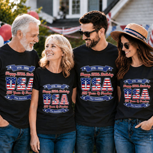 Personalized 250th Birthday USA Flag Shirt & Hoodie Gift Shirt GradoCreations