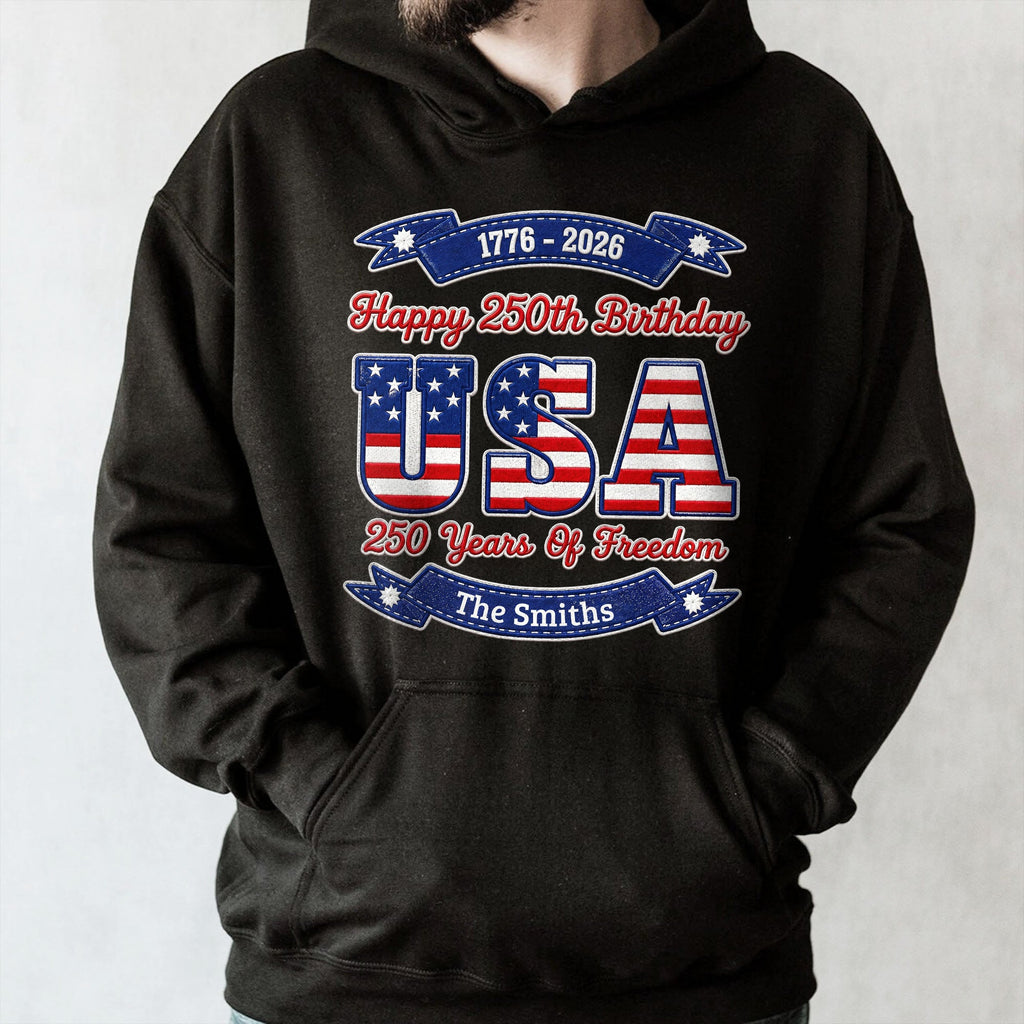 Personalized 250th Birthday USA Flag Shirt & Hoodie Gift Shirt GradoCreations