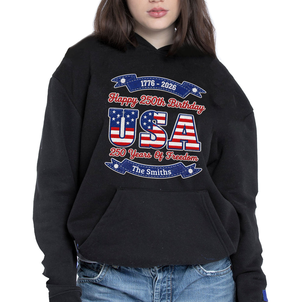 Personalized 250th Birthday USA Flag Shirt & Hoodie Gift Shirt GradoCreations